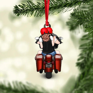 Personalized Motorcycle Lovers For Couples Christmas Wood Ornament Printed 22OCT-DT19