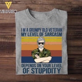 Personalized I'm A Sweden Grumpy Old Veteran My Level Of Sarcasm Depends On Your Level Of Stupidity Camo Uniform Tshirt Printed 22OCT-HY19