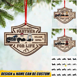 Personalized Motorcycle Lovers For Couples Christmas Wood Ornament Printed 22OCT-HQ19