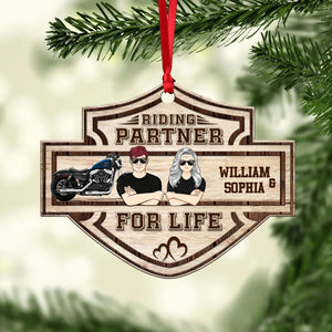 Personalized Motorcycle Lovers For Couples Christmas Wood Ornament Printed 22OCT-HQ19