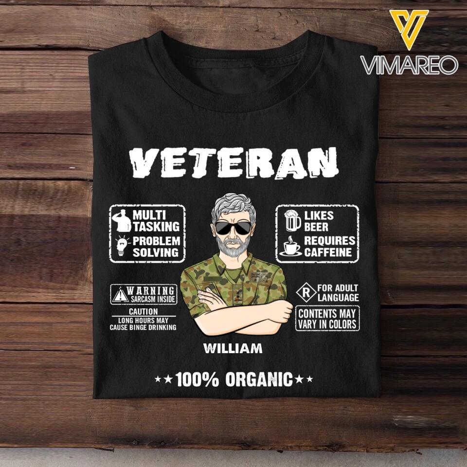 Personalized Australian Veteran 100% Organic With Rank Name And Camo Uniform Tshirt Printed 22OCT-HY19