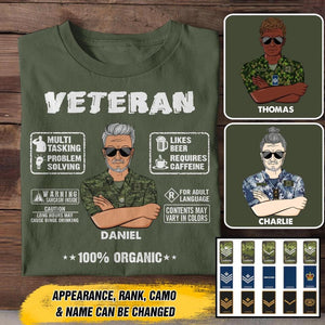 Personalized Canadian Veteran 100% Organic With Rank Name And Camo Uniform Tshirt Printed 22OCT-HY19