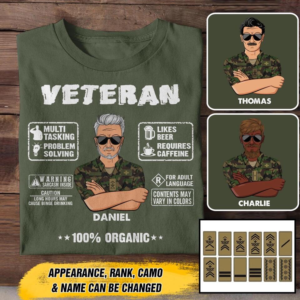 Personalized Swiss Veteran 100% Organic With Rank Name And Camo Uniform Tshirt Printed 22OCT-HY19