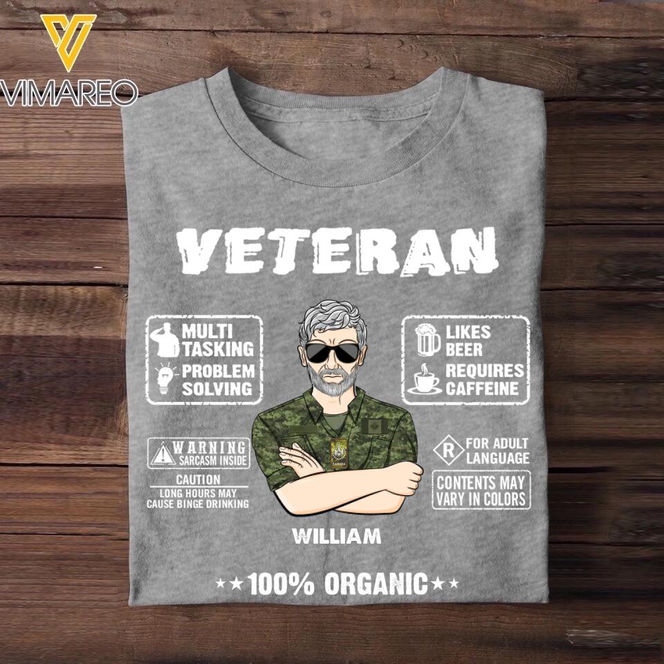 Personalized Canadian Veteran 100% Organic With Rank Name And Camo Uniform Tshirt Printed 22OCT-HY19