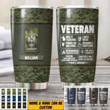 Personalized  Canadian Veteran/Soldier Camo Tumbler Printed 22OCT-HQ20