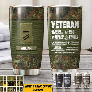 Personalized German Veteran/Soldier Camo Tumbler Printed 22OCT-HQ20