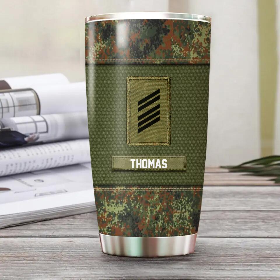 Personalized German Veteran/Soldier Camo Tumbler Printed 22OCT-HQ20