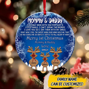 Personalized Freestanding Reindeer Family Christmas Acrylic/Plastic Ornament Printed QTDT2010