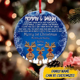 Personalized Freestanding Reindeer Family Christmas Acrylic/Plastic Ornament Printed QTDT2010