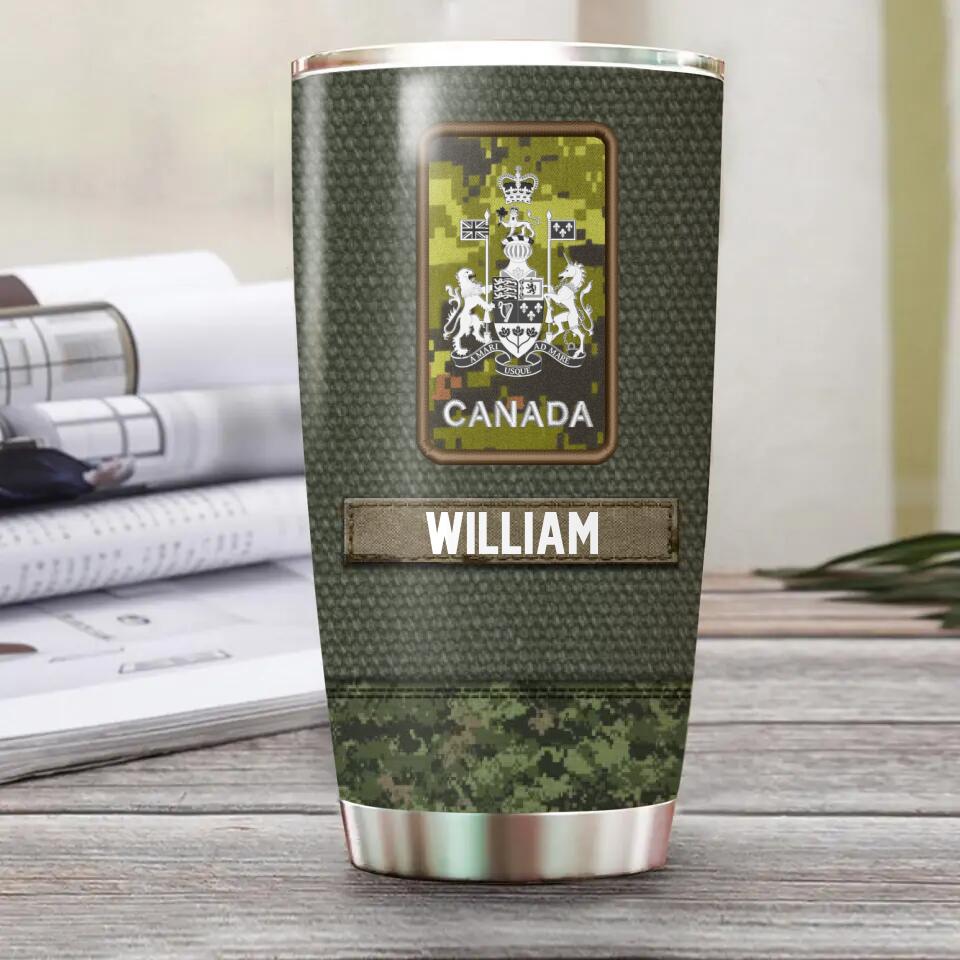 Personalized Canadian Veteran Nutrition Facts Serving Size 1 Patriot Tumbler Printed QTHQ2010