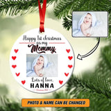 Personalized  Your Baby Image Happy 1St Christmas As My Mommy Christmas Acrylic/Plastic Ornament Printed QTHY2010