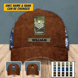 Personalized Canadian Veteran/ Solider Camo Rank Peaked Cap 3D Printed OCT22-HY21