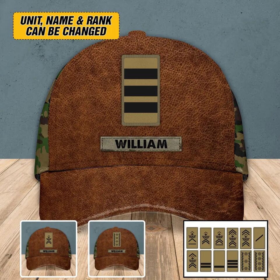 Personalized Swiss Veteran/ Solider Camo Rank Peaked Cap 3D Printed OCT22-HY21
