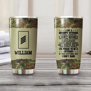 Personalized I Am A German Grumpy Veteran Nam Rank With Camo Tumbler Printed 22OCT-HQ21