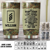 Personalized I Am A German Grumpy Veteran Nam Rank With Camo Tumbler Printed 22OCT-HQ21