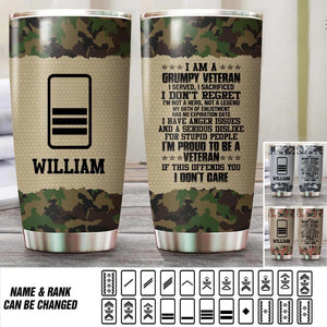 Personalized I Am A Swiss Grumpy Veteran Nam Rank With Camo Tumbler Printed 22OCT-HQ21