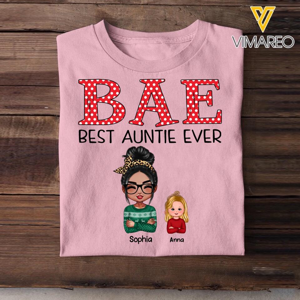 Personalized Bae Best Auntie Ever & Kid Tshirt Printed 22OCT-HQ24