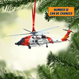Personalized US Coast Guard Helicopter Christmas Acrylic/Plastic Ornament Printed 22OCT-HY24