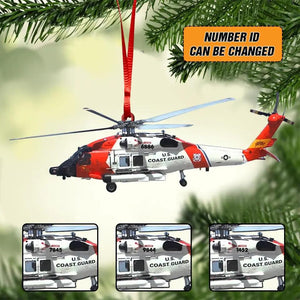 Personalized US Coast Guard Helicopter Christmas Acrylic/Plastic Ornament Printed 22OCT-HY24