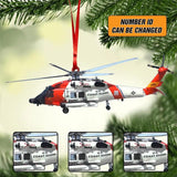 Personalized US Coast Guard Helicopter Christmas Acrylic/Plastic Ornament Printed 22OCT-HY24