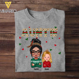Personalized Auntie With Kid Heart Aunt Gifts Tshirt Printed 22OCT-DT24