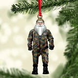 Personalized Belgium Solider/ Veteran Camo Santa Claus Christmas Wood Ornament Printed TQHQ2410