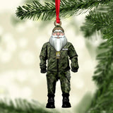 Personalized Canadian Solider/ Veteran Camo Santa Claus Christmas Wood Ornament Printed  TQHQ2410