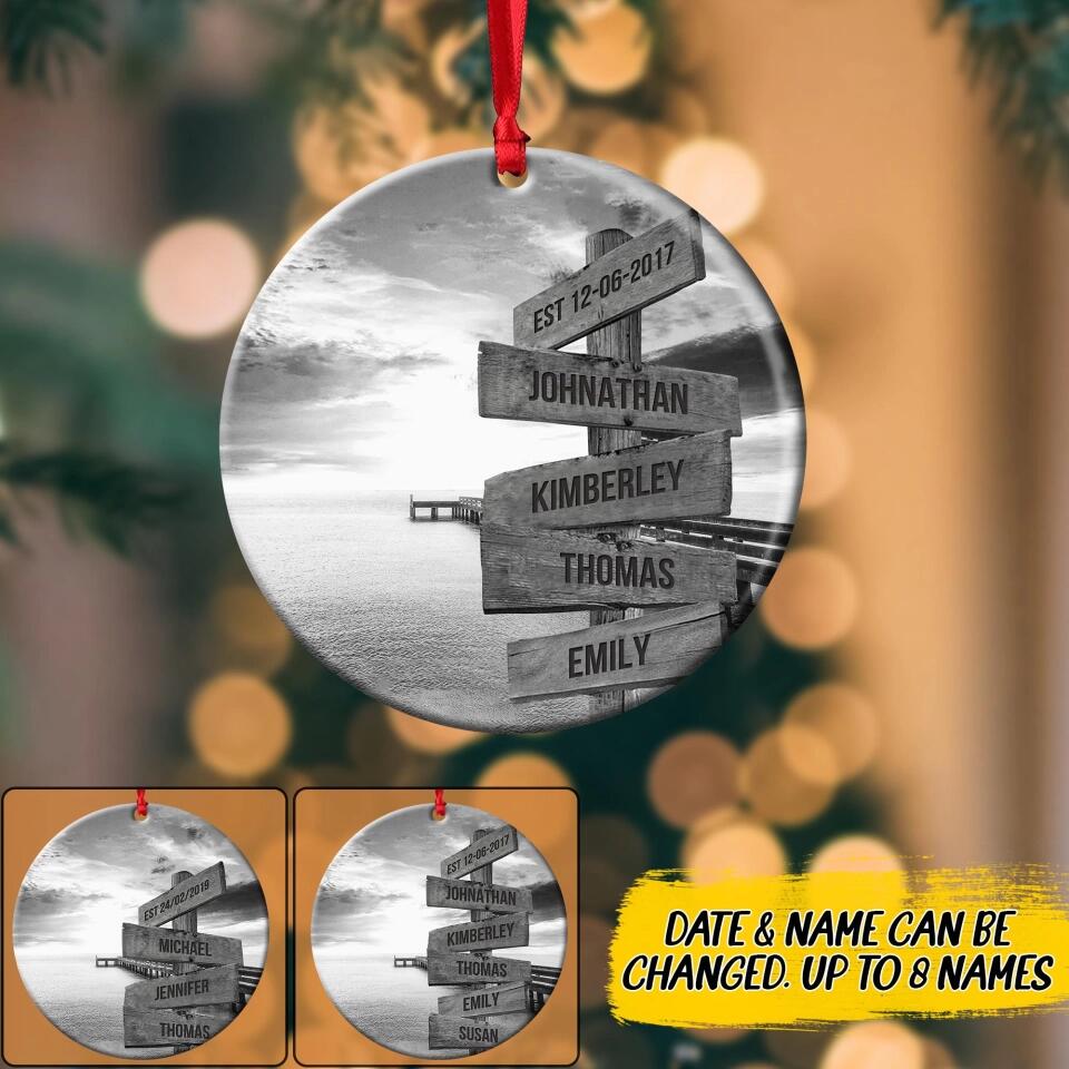 Personalized Lake Dock Multi-Names Christmas Acrylic/Plastic Ornament Printed QTDT2510
