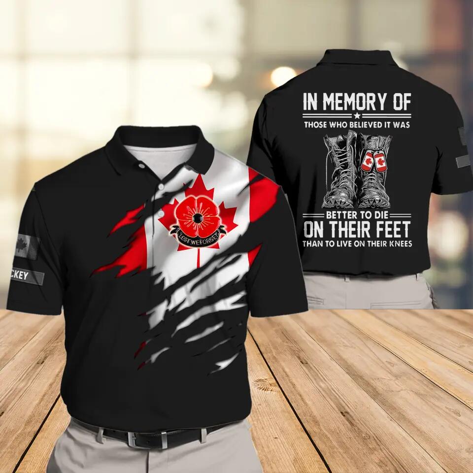 Personalized Canadian Veteran/ Solider Rank Polo Shirts 3D Printed QTHQ2710
