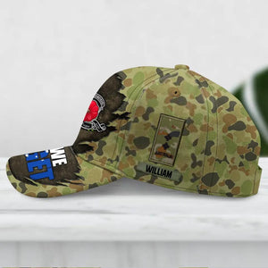 Personalized Australian Veteran/ Solider Lest We Forget Camo Rank Peaked Cap 3D Printed QTDT2710