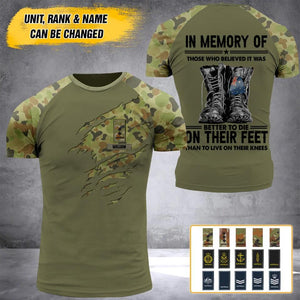 Personalized Australian Soldier/Veteran Tshirt 3D Printed QTHY2710