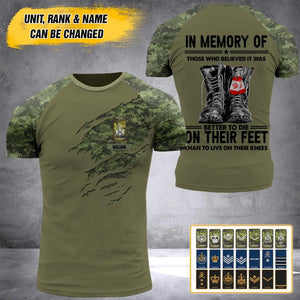 Personalized Canadian Soldier/Veteran Tshirt 3D Printed QTHY2710