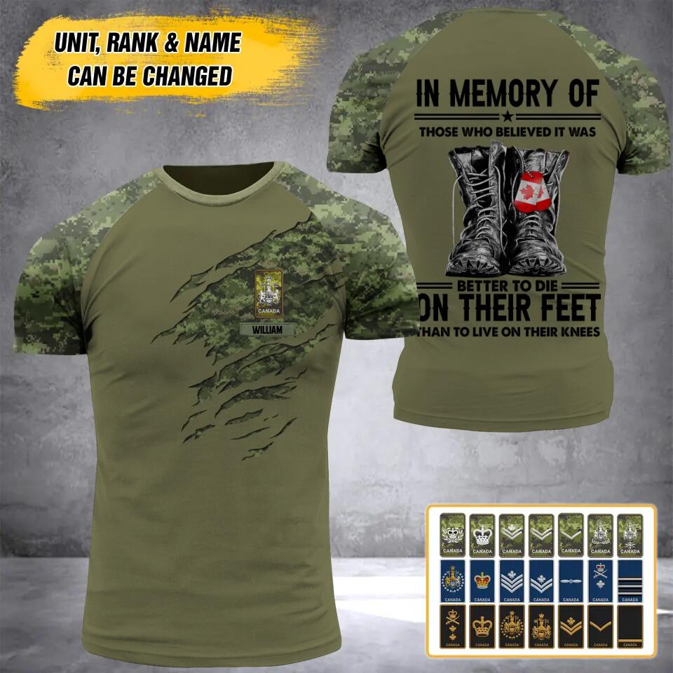 Personalized Canadian Soldier/Veteran Tshirt 3D Printed QTHY2710