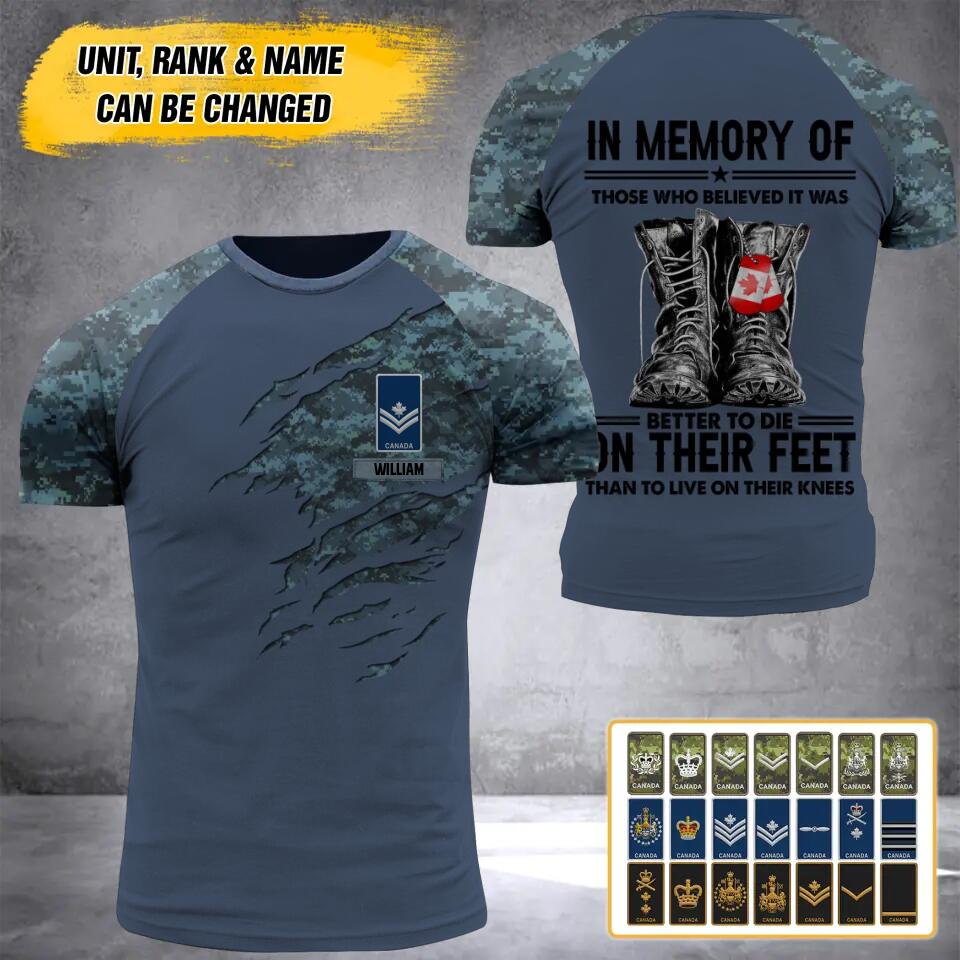 Personalized Canadian Soldier/Veteran Tshirt 3D Printed QTHY2710