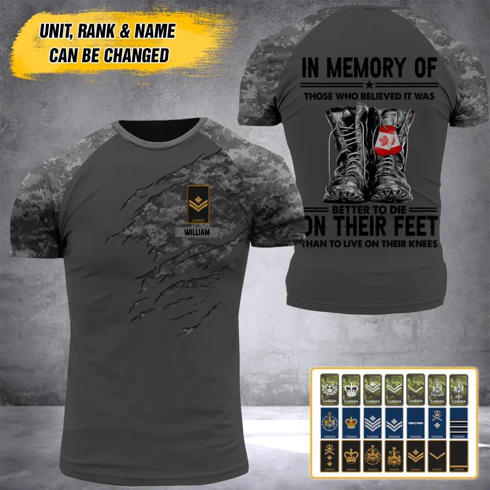 Personalized Canadian Soldier/Veteran Tshirt 3D Printed QTHY2710