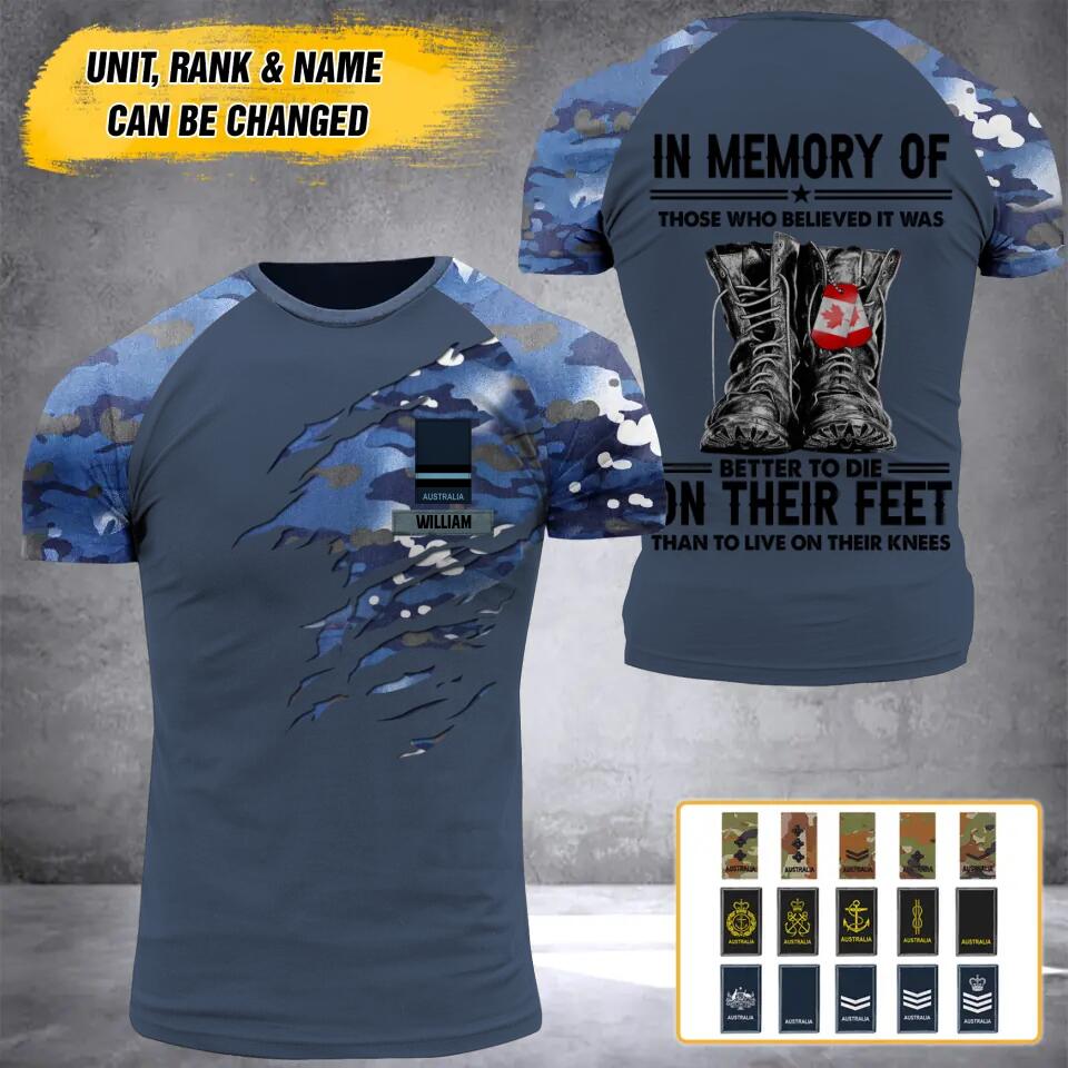 Personalized Australian Soldier/Veteran Tshirt 3D Printed QTHY2710