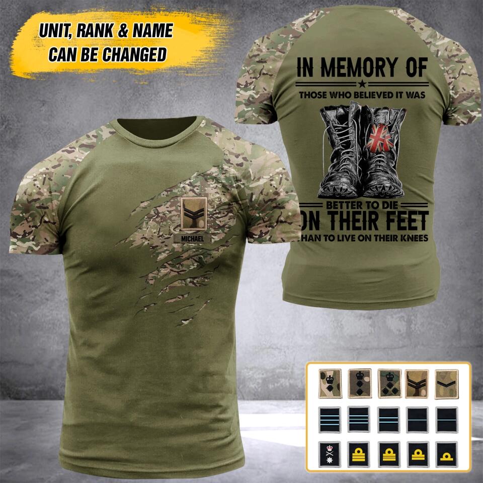 Personalized British Soldier/Veteran Tshirt 3D Printed QTHY2710