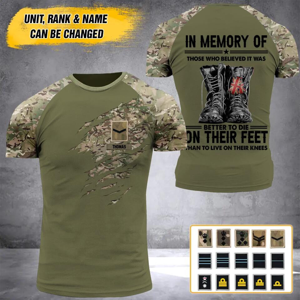 Personalized British Soldier/Veteran Tshirt 3D Printed QTHY2710