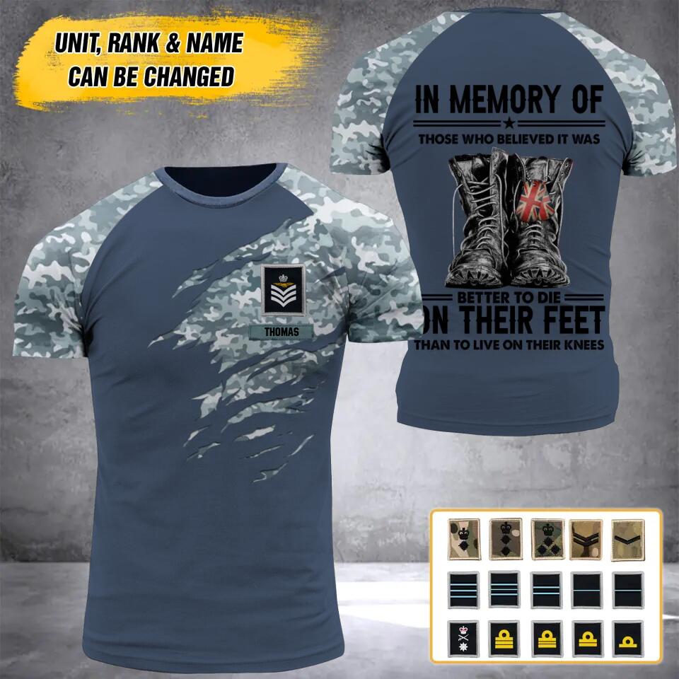 Personalized British Soldier/Veteran Tshirt 3D Printed QTHY2710