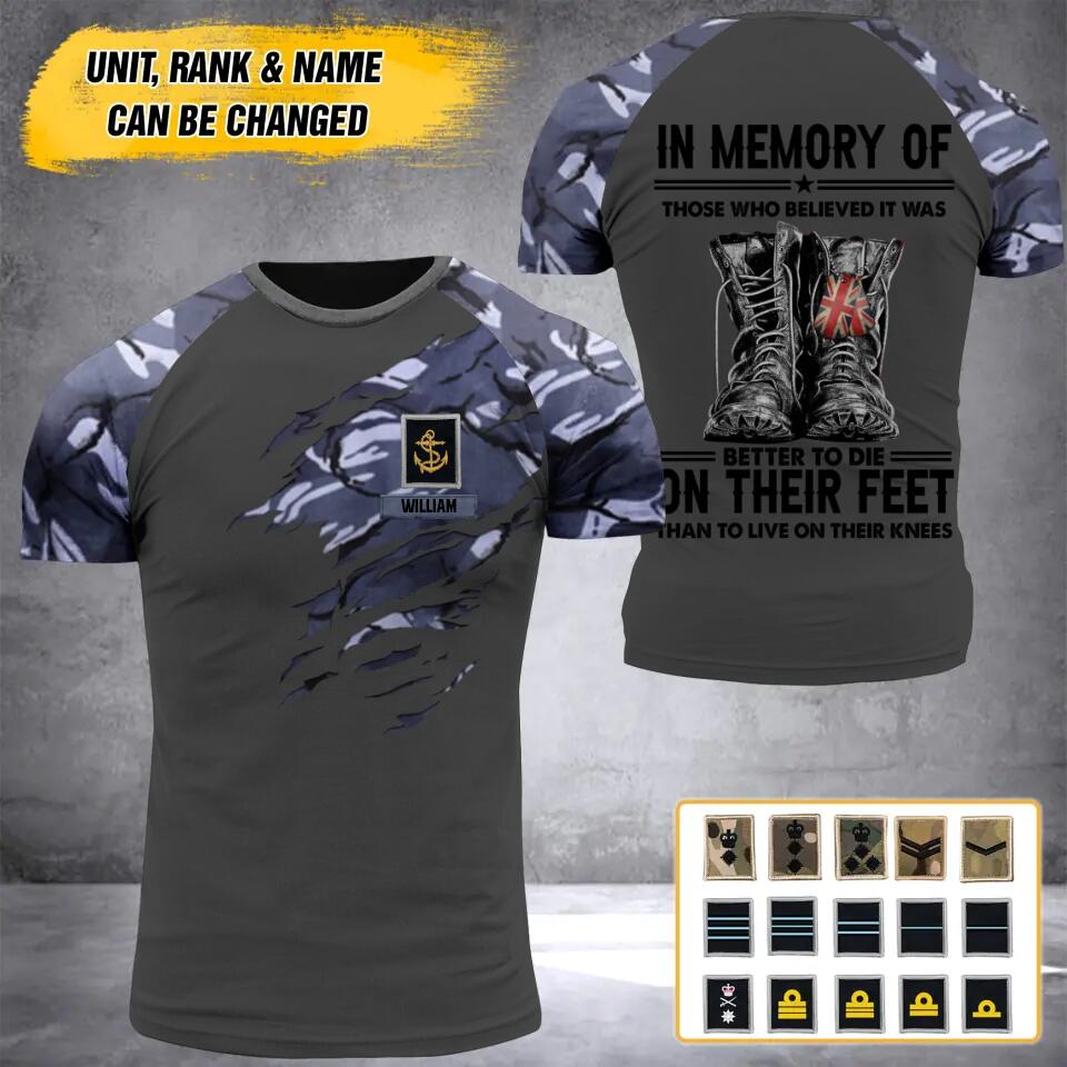 Personalized British Soldier/Veteran Tshirt 3D Printed QTHY2710