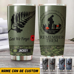 Personalized Canadian Solider/ Veteran Lest We Forget Remember Them Tumbler Printed QTHQ2810