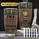 Personalized I'm A Canadian Grumpy Old Veteran My Level Of Sarcasm Depends On Your Level Of Stupidity Rank Camo Tumbler Printed OCT22-HY29