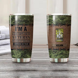 Personalized I'm A Canadian Grumpy Old Veteran My Level Of Sarcasm Depends On Your Level Of Stupidity Rank Camo Tumbler Printed OCT22-HY29