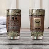 Personalized I'm An UK Grumpy Old Veteran My Level Of Sarcasm Depends On Your Level Of Stupidity Rank Camo Tumbler Printed OCT22-HY29