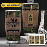 Personalized I'm A Swiss Grumpy Old Veteran My Level Of Sarcasm Depends On Your Level Of Stupidity Rank Camo Tumbler Printed OCT22-HY29