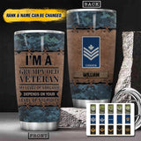 Personalized I'm A Canadian Grumpy Old Veteran My Level Of Sarcasm Depends On Your Level Of Stupidity Rank Camo Tumbler Printed OCT22-HY29