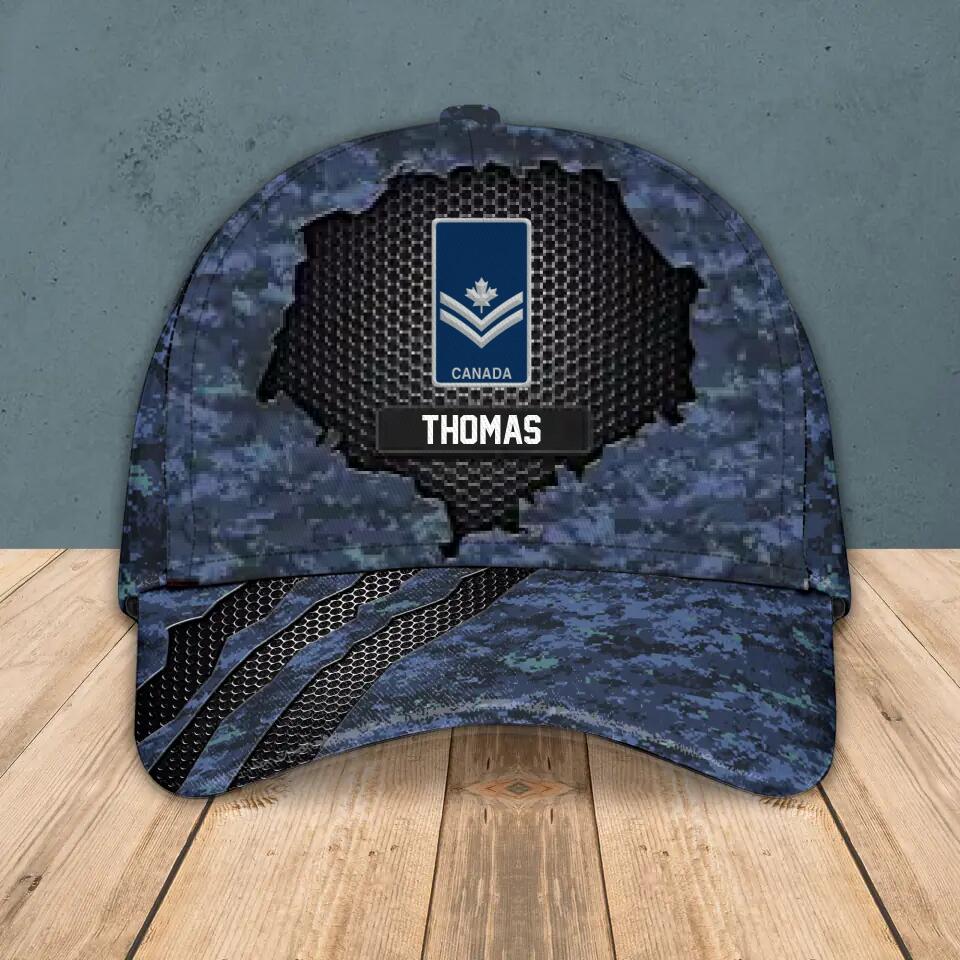 Personalized Canadian Solider/ Veteran Camo Rank Peaked Cap 3D Printed QTHQ3110
