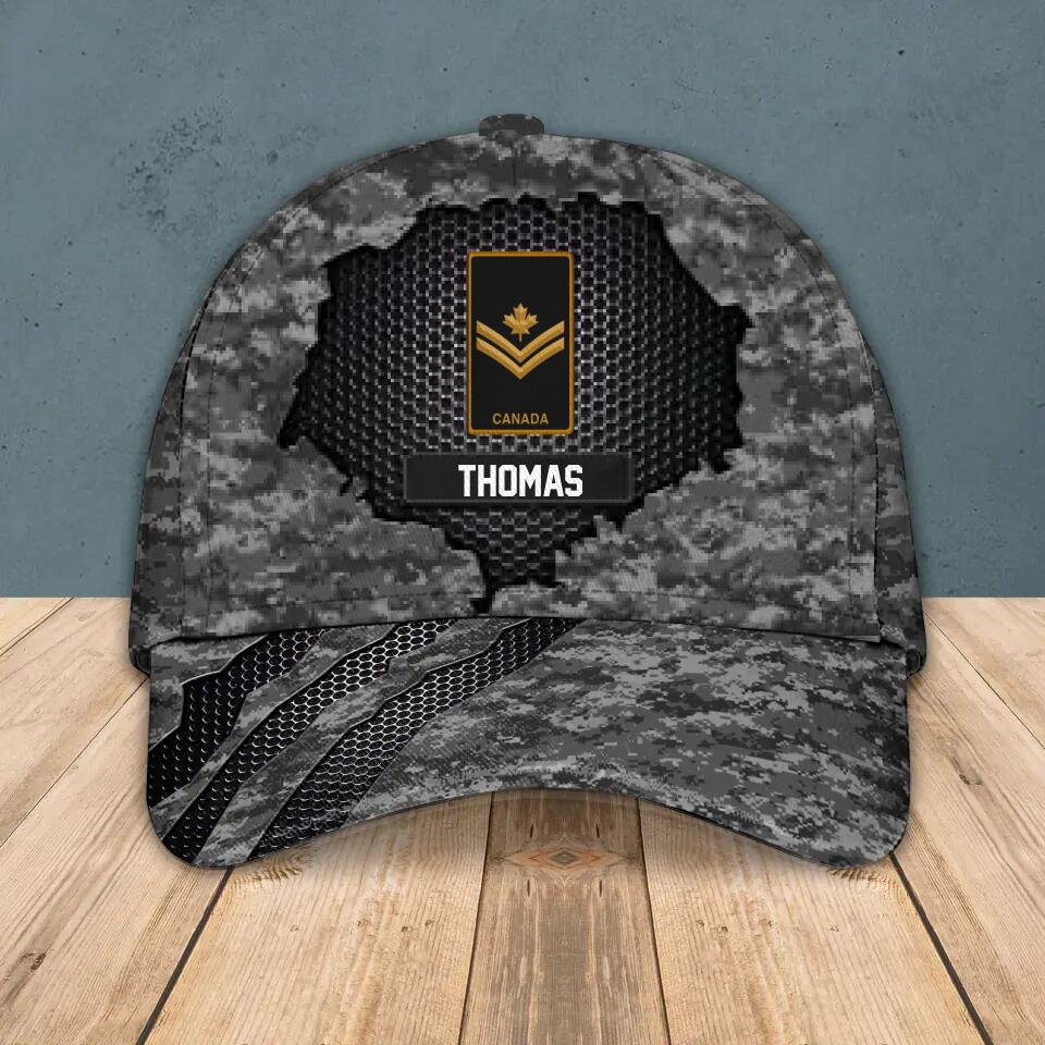 Personalized Canadian Solider/ Veteran Camo Rank Peaked Cap 3D Printed QTHQ3110
