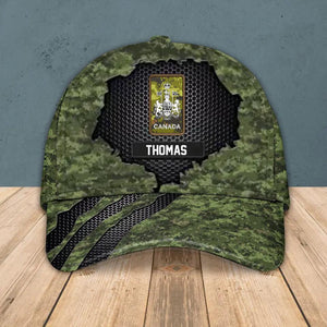 Personalized Canadian Solider/ Veteran Camo Rank Peaked Cap 3D Printed QTHQ3110