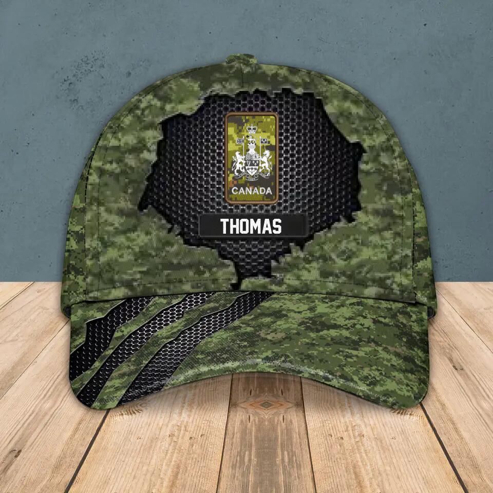 Personalized Canadian Solider/ Veteran Camo Rank Peaked Cap 3D Printed QTHQ3110